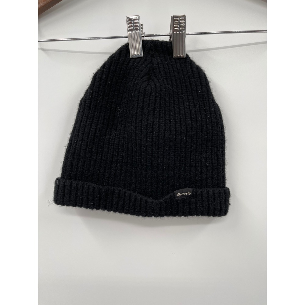 Madewell Black‎ Ribbed Wool Beanie Hat One Size
